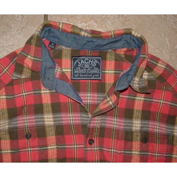 JACHS Mens Sz Large Casual Wear Multicolored Plaid Button Up Soft Flannel Shirt - Picture 2 of 3